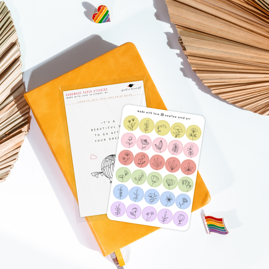 Sticker Sheet - Mini Round Dot Bullet Journal Stickers: Spring