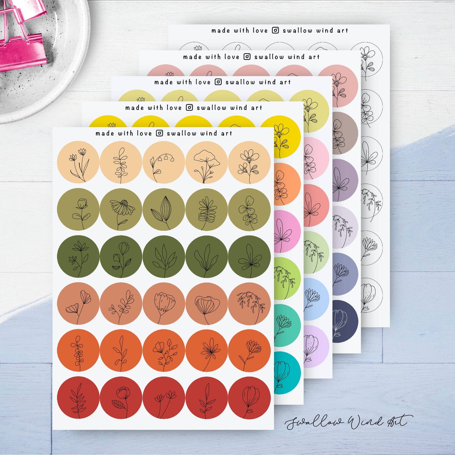 Sticker Sheet - Mini Round Dot Bullet Journal Stickers: Autumn