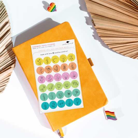 Sticker Sheet - Mini Round Dot Bullet Journal Stickers: Summer