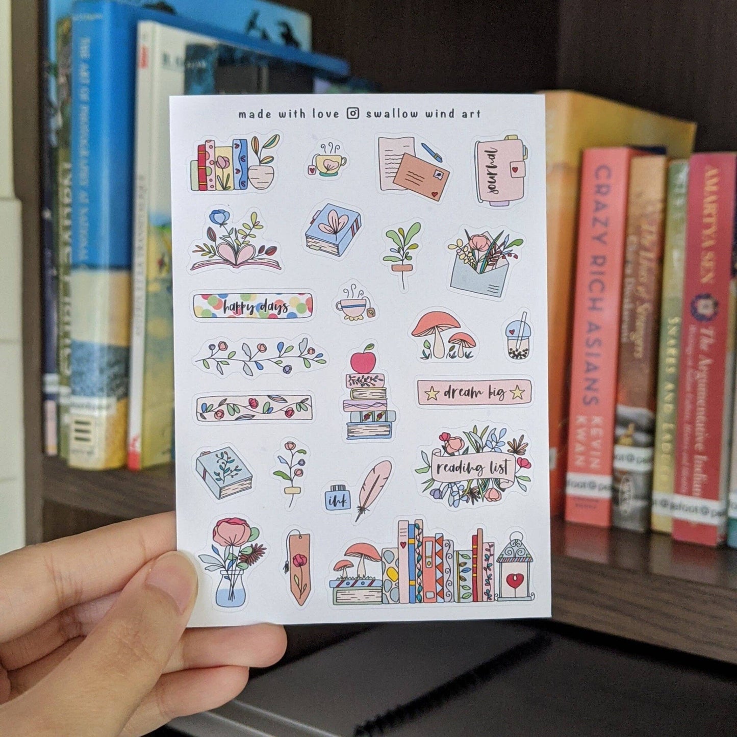 Sticker Sheet - Flowers & Books Bullet Journal Stickers