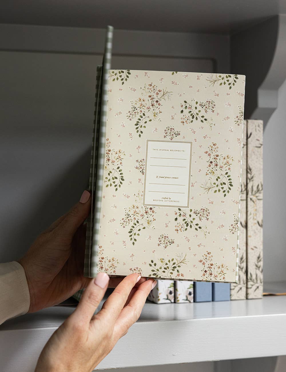 Linen Bound Journal - Sage Check (Lined Journal)