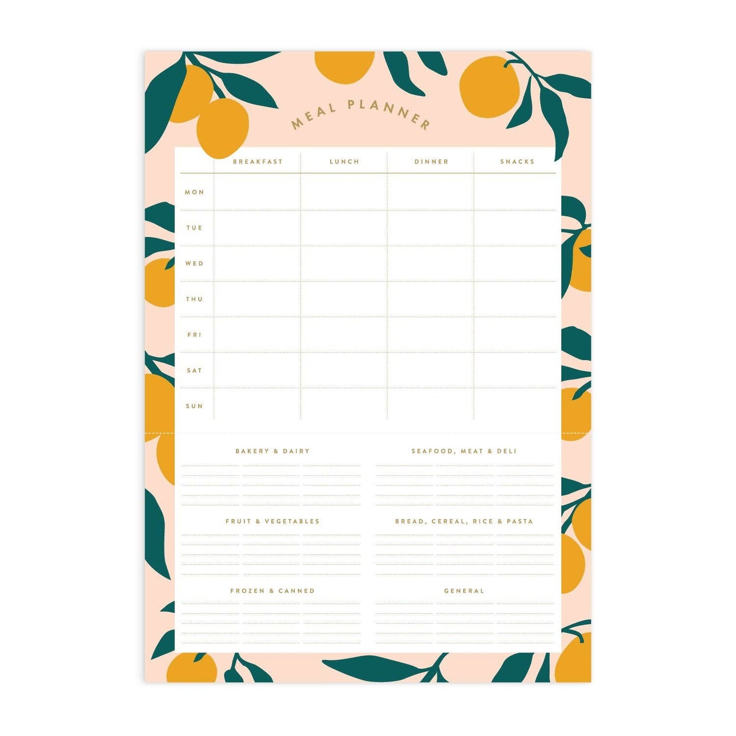 Magnetic Meal Planner Notepad - Lemons