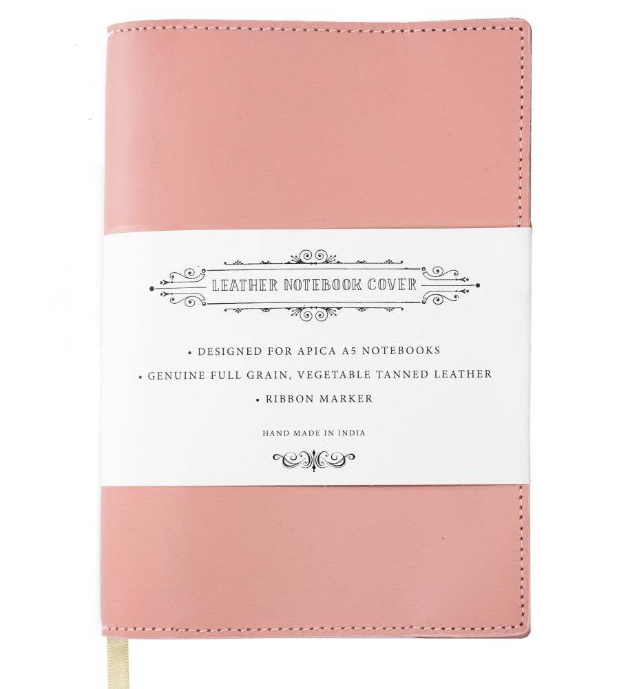 A5 Notebook with Leather Jacket-Dusky Pink