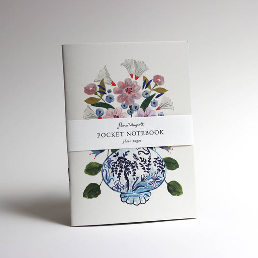 Flowers in blue vase pocket notebook