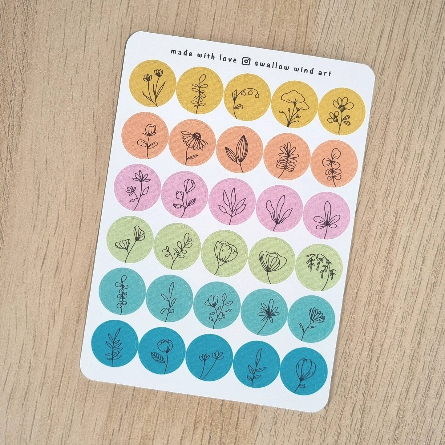 Sticker Sheet - Mini Round Dot Bullet Journal Stickers: Summer